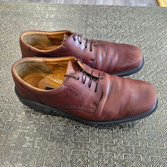 ? Ecco Mens Brown Leather Shoes Leather Oxford Size 11 main image 5
